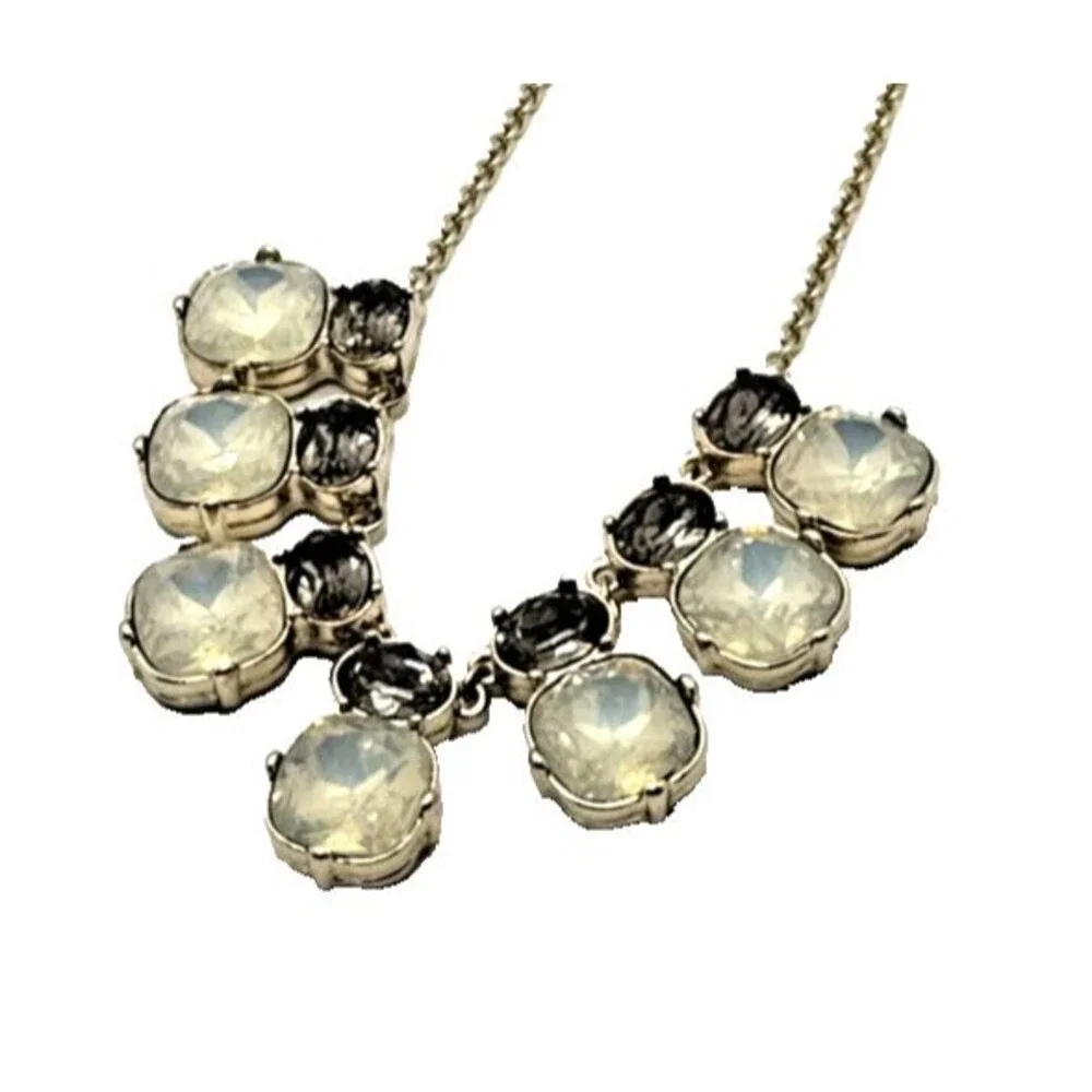 Banana Republic Bib Necklace Gold Tone Faceted Cabochon Statement NWOT 16-19